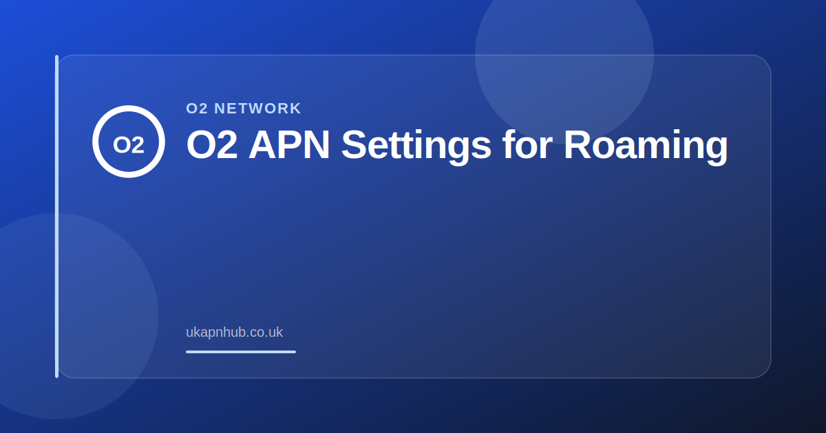 O2 APN Settings for Roaming — UK APN Hub guide